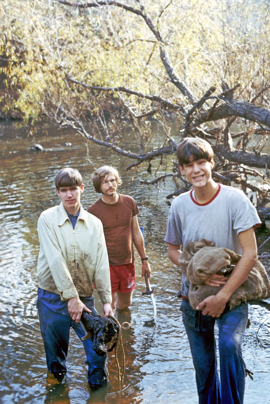 Jon, Mike, Bill collecting on the river.