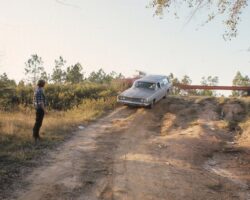 Mike directs Dad along the rough river trail in our 1968 Ford Galaxy station wagon. I later acquired it and named it Conquistador.